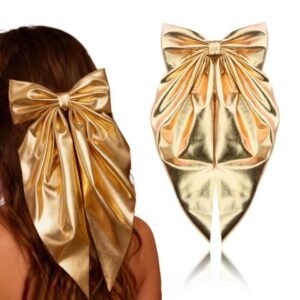 METALLIC GLITTER BOW TIE BARRETTE [BBB04GOL]